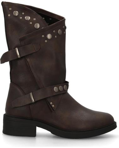 PUNTOSALAO BOTAS ESTILO MOTERO HEBILLAS Y TACUELAS COLOR CAFE PARA MUJE VARIOS COLORES