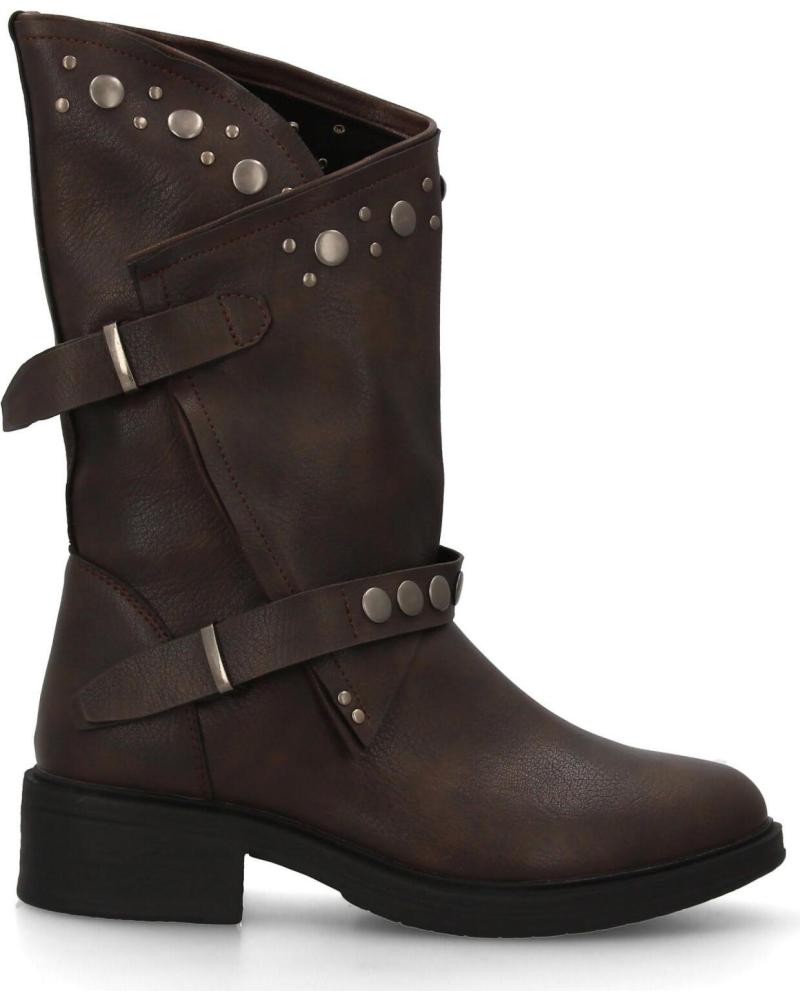 PUNTOSALAO BOTAS ESTILO MOTERO HEBILLAS Y TACUELAS COLOR CAFE PARA MUJE VARIOS COLORES