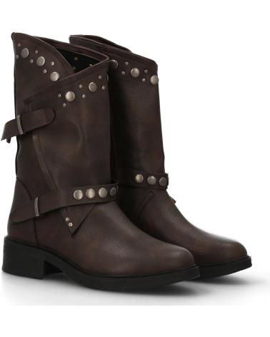 PUNTOSALAO BOTAS ESTILO MOTERO HEBILLAS Y TACUELAS COLOR CAFE PARA MUJE VARIOS COLORES