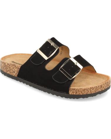 PUNTOSALAO ANATOMISCHE FLACHE SANDALEN MIT DOPPELSCHNALLE SCHWARZ VARIOS COLORES
