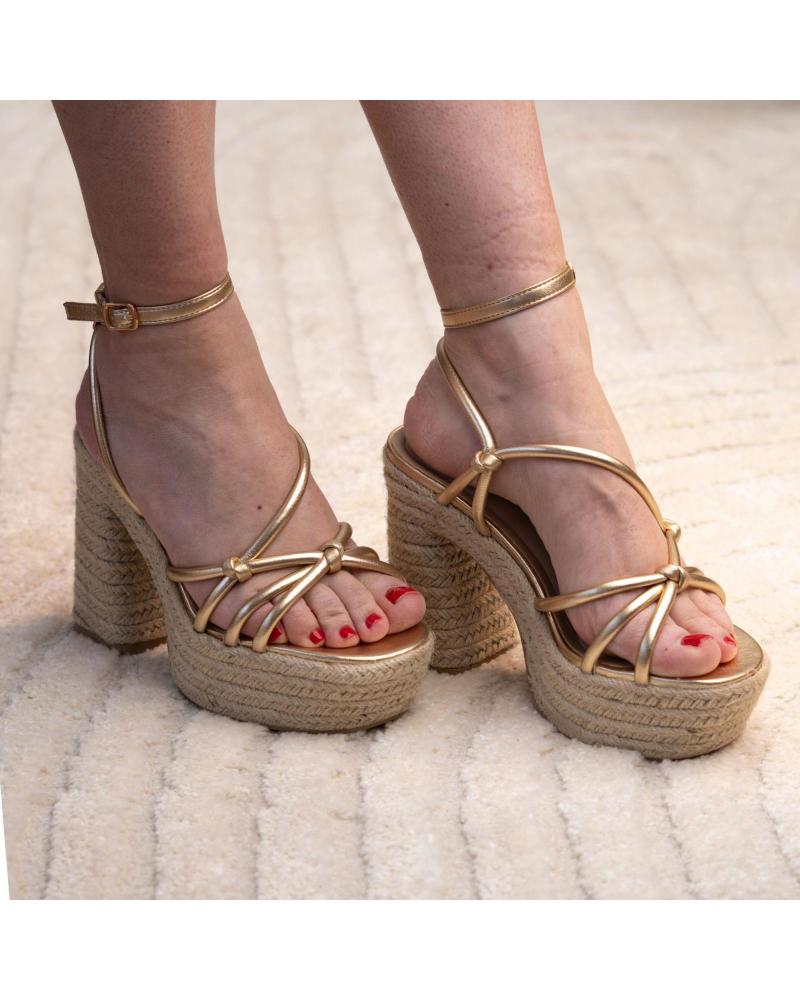 PUNTOSALAO SANDALIAS DORADAS DE TACON Y PLATAFORMA EN YUTE PARA MUJER C VARIOS COLORES