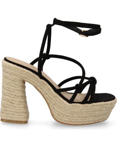 PUNTOSALAO SANDALEN MIT ABSATZ UND PLATEAU AUS JUTE IN SCHWARZ VARIOS COLORES