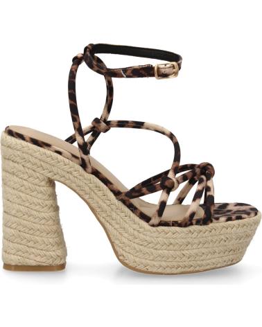 PUNTOSALAO SANDALEN MIT ABSATZ UND PLATEAU AUS JUTE MIT ANIMAL-PRINT VARIOS COLORES
