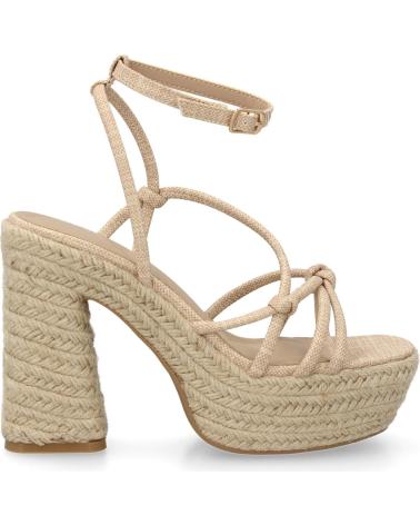 SANDALI PUNTOSALAO CON TACCO E PLATEAU IN JUTA BEIGE CON FASCETTE SOTTILI VARIOS COLORES