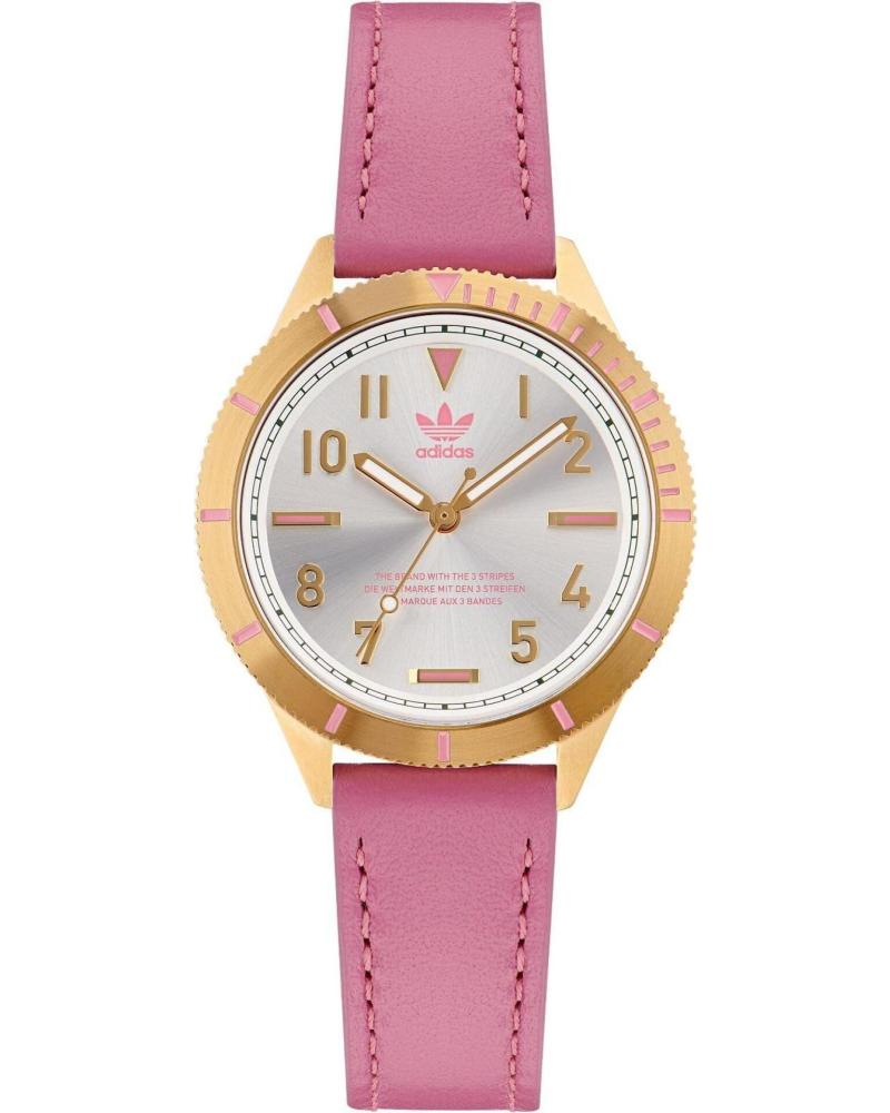 ADIDAS AOFH22509 PINK WATCH WITH GOLD CASE AND LEATHER STRAP ROSA