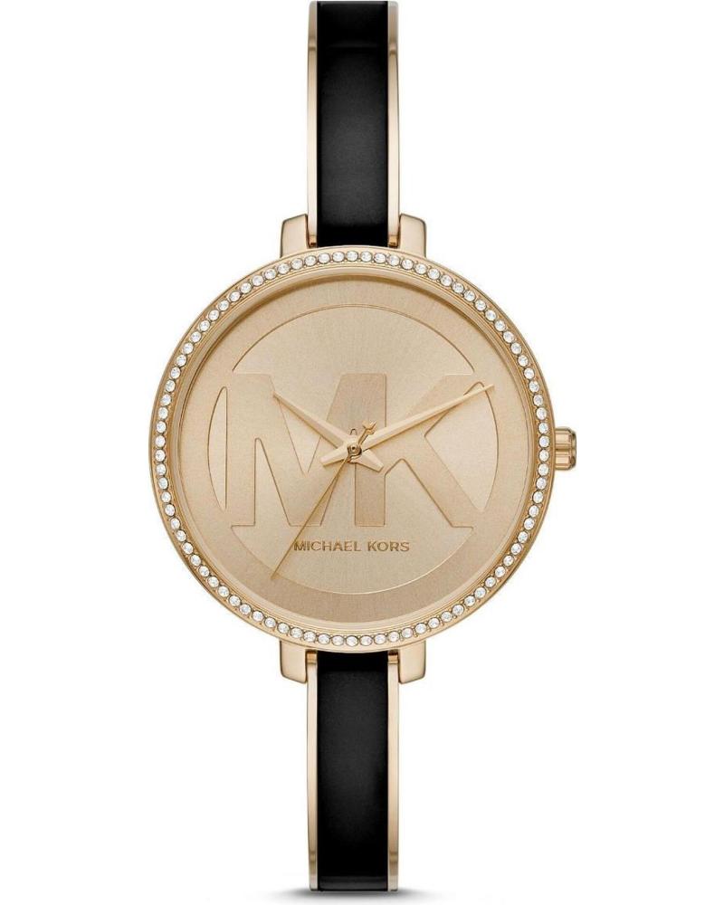 MICHAEL KORS UHR MK4544 MIT MK-LOGO AUF DEM ZIFFERBLATT UND SCHWARZEM LEDERARMBAND NEGRO