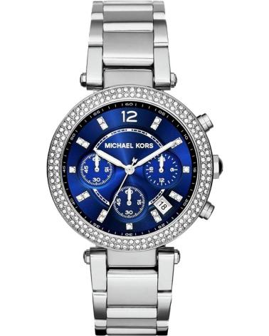 RELÓGIO MICHAEL KORS MK6117 CRONÓGRAFO PRATEADO COM MOSTRADOR AZUL INTENSO GRIS
