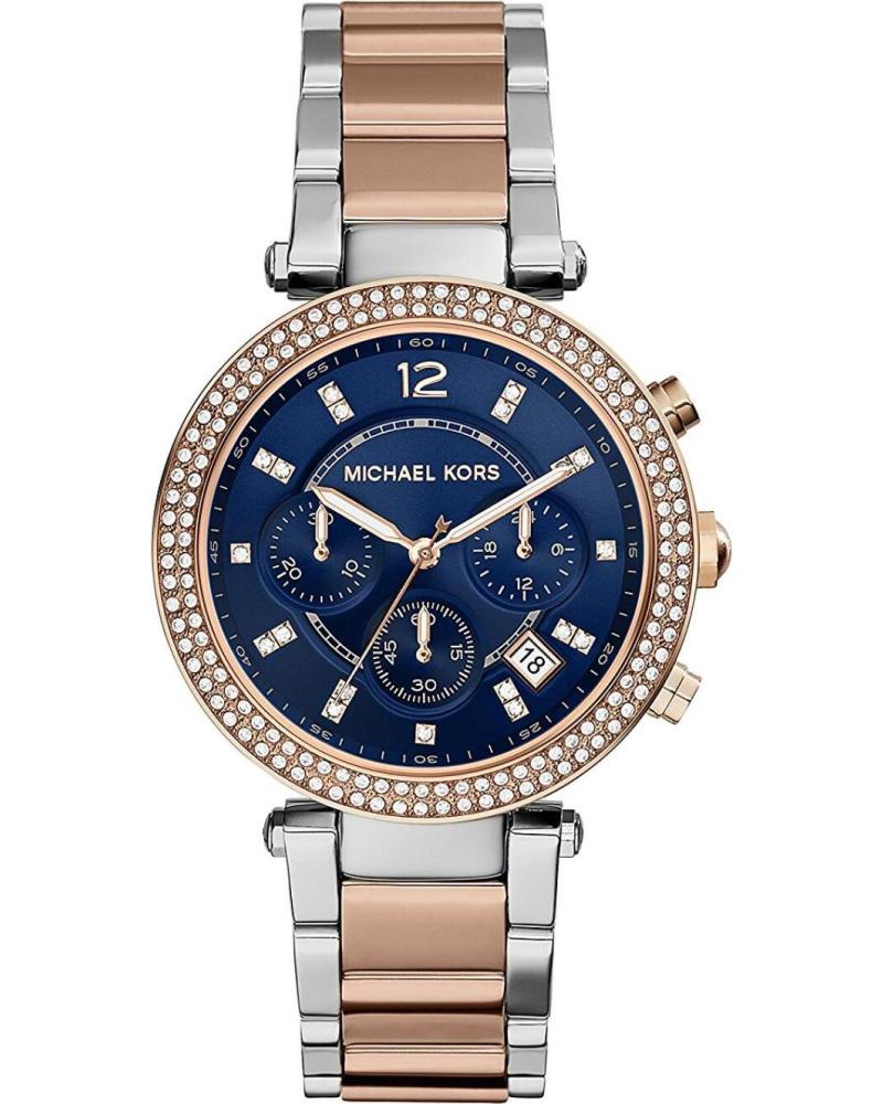 MICHAEL KORS MK6141 TWO-TONE SILVER AND ROSE GOLD WATCH PLATA-ORO ROSA