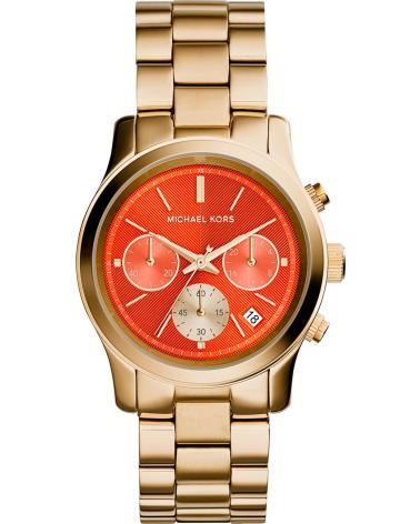 RELÓGIO MICHAEL KORS MK6162 DOURADO COM MOSTRADOR LARANJA DORADO