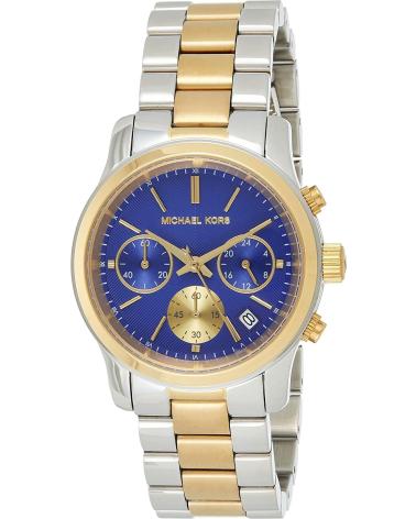 RELÓGIO MICHAEL KORS MK6165 CRONÓGRAFO BICOLOR AZUL E PRATEADO PLATEADO