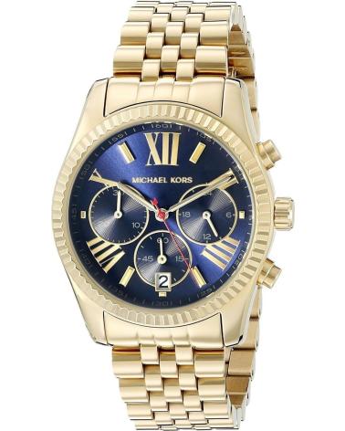 RELÓGIO MICHAEL KORS MK6206 DOURADO COM MOSTRADOR AZUL CRONÓGRAFO DORADO