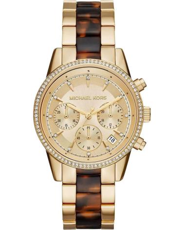 RELÓGIO CRONÓGRAFO MICHAEL KORS MK6322 DOURADO E TARTARUGA DORADO