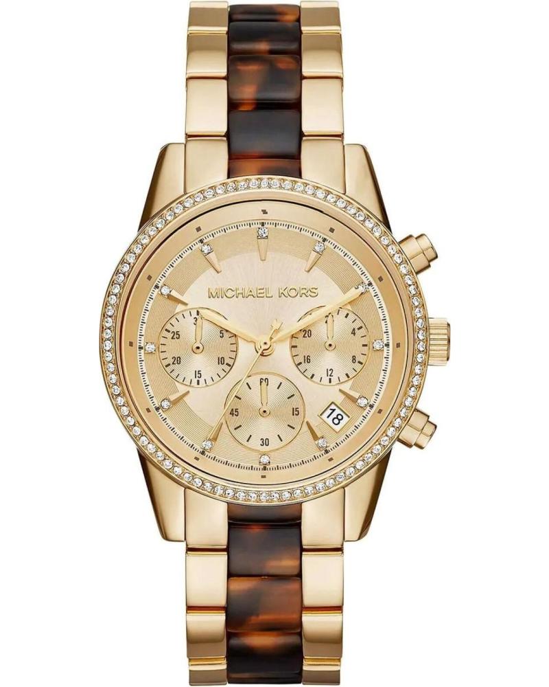 RELÓGIO CRONÓGRAFO MICHAEL KORS MK6322 DOURADO E TARTARUGA DORADO