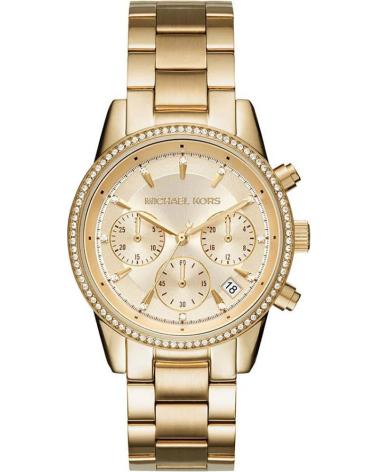 RELÓGIO MICHAEL KORS MK6559 PARA MULHER, TOM DOURADO COM CRONÓGRAFO DORADO