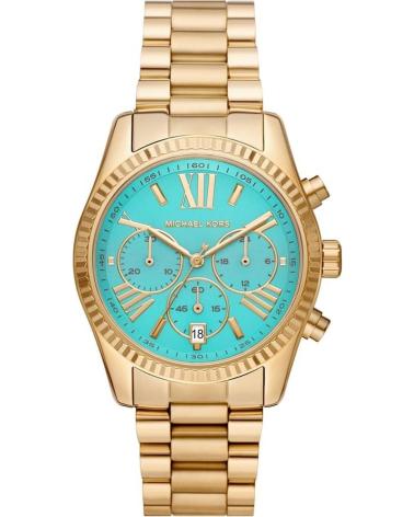 RELÓGIO MICHAEL KORS MK7216 DOURADO COM MOSTRADOR TURQUESA CRONÓGRAFO DORADO