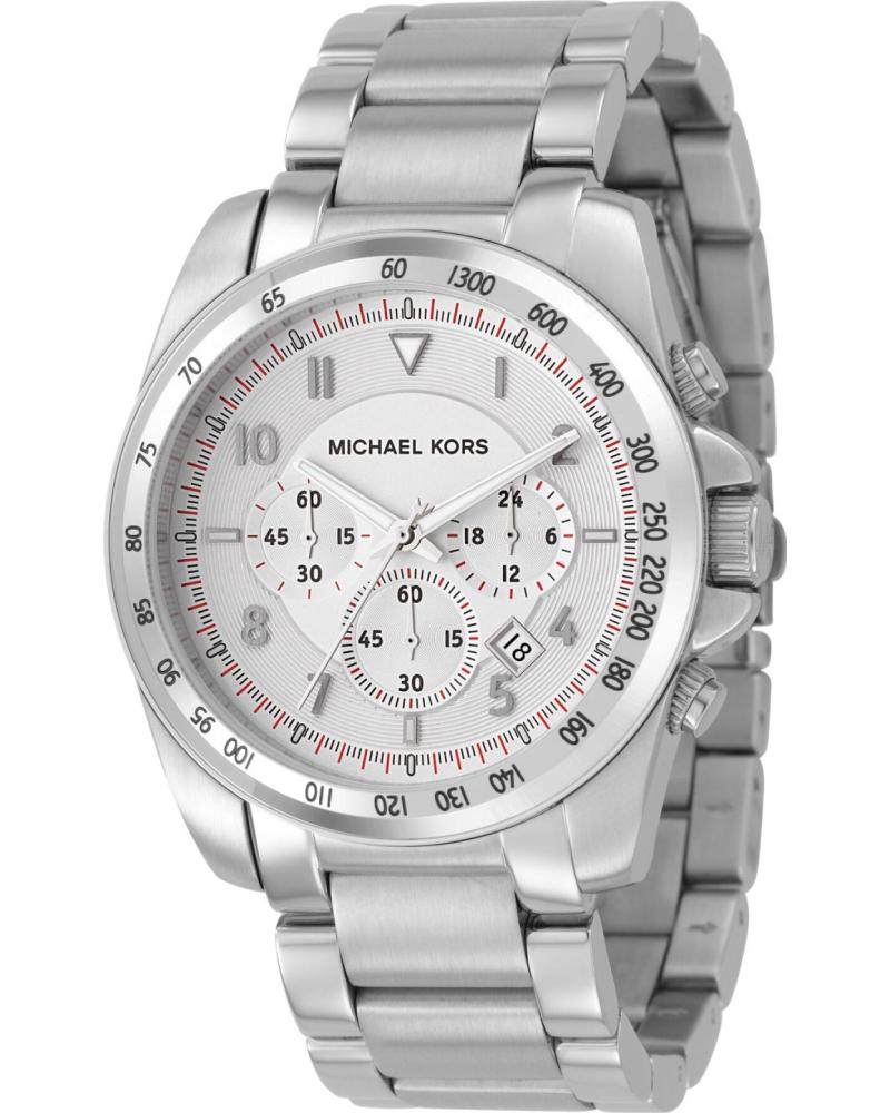 RELÓGIO MICHAEL KORS MK8131 CRONÓGRAFO AÇO PRATEADO MOSTRADOR BRANCO PLATEADO
