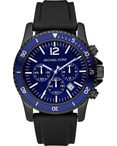 RELÓGIO CRONÓGRAFO MICHAEL KORS MK8165 PRETO COM MOSTRADOR AZUL PARA HOMEM NEGRO