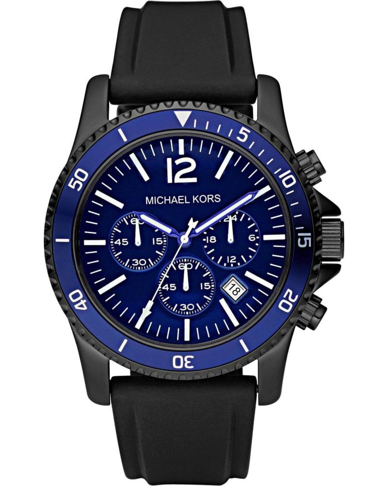 RELÓGIO CRONÓGRAFO MICHAEL KORS MK8165 PRETO COM MOSTRADOR AZUL PARA HOMEM NEGRO