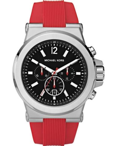 RELÓGIO CRONÓGRAFO MICHAEL KORS MK8169 PRATEADO COM PULSEIRA VERMELHA PARA HOMEM ROJO