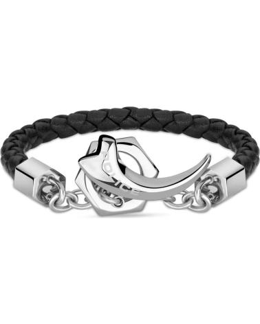 BRACELET POLICE PEAGB2211911 EN CUIR TRESSÉ NOIR AVEC FERMOIR ANCRE EN ACIER