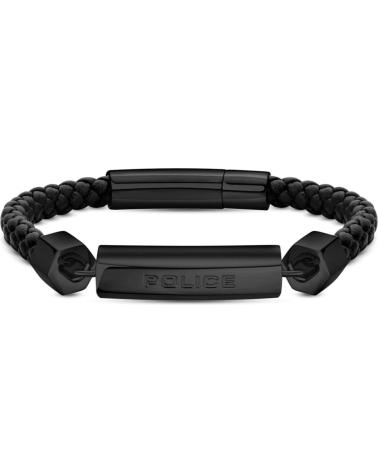 BRACELET POLICE PEAGB2214927 EN CUIR TRESSÉ NOIR ET ACIER