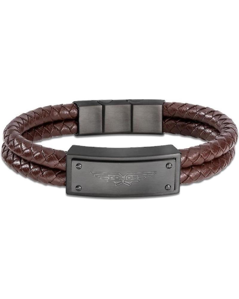 BRACCIALE POLICE PEJGB2009032 IN PELLE INTRECCIATA MARRONE