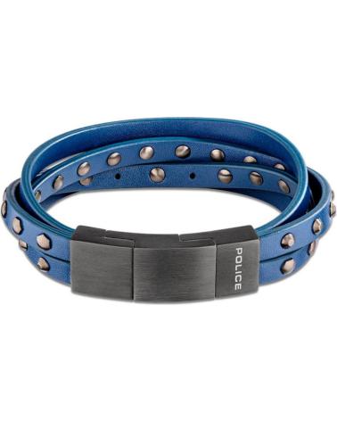 BRACCIALE POLICE PEJGB2009301 IN PELLE BLU CON BORCHIE