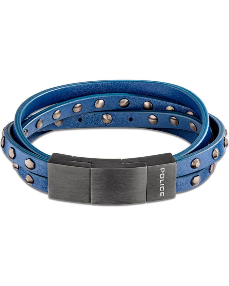 BRACCIALE POLICE PEJGB2009301 IN PELLE BLU CON BORCHIE