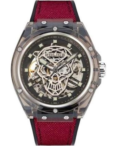 MONTRE-BRACELET HOMME POLICE PEWGR1592401 AVEC CADRAN SQUELETTE ET BRACELET ROUGE ROJO