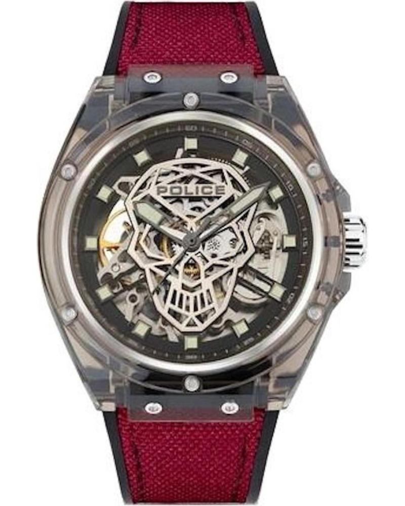 MONTRE-BRACELET HOMME POLICE PEWGR1592401 AVEC CADRAN SQUELETTE ET BRACELET ROUGE ROJO