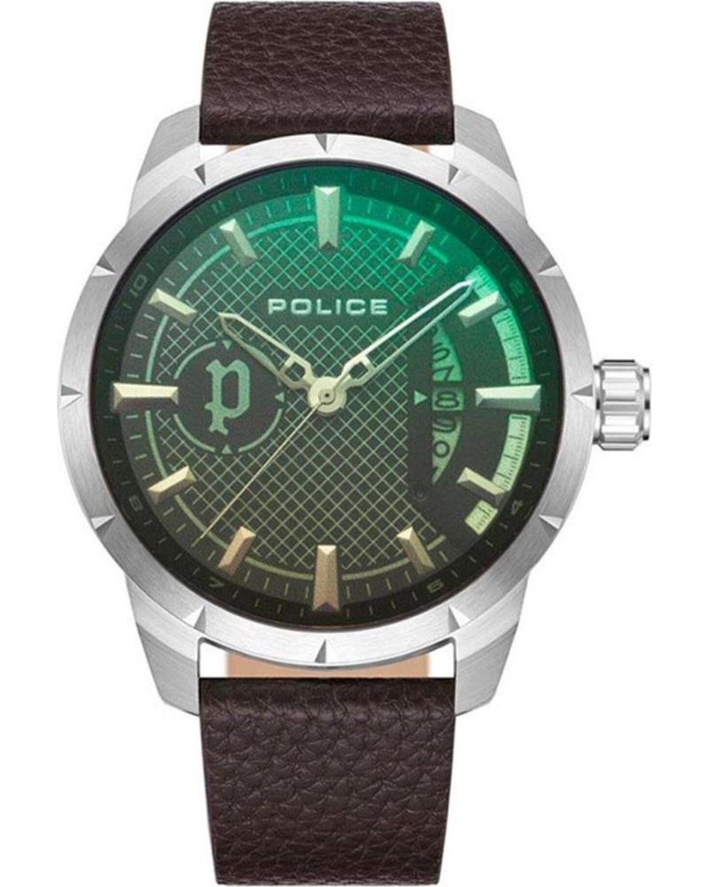 MONTRE POLICE PEWJB2226902 AVEC CADRAN VERT ET BRACELET MARRON MARRON