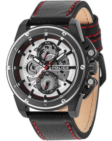 OROLOGIO POLICE R1451277001 NERO CON CINTURINO IN PELLE E CUCITURE ROSSE NEGRO