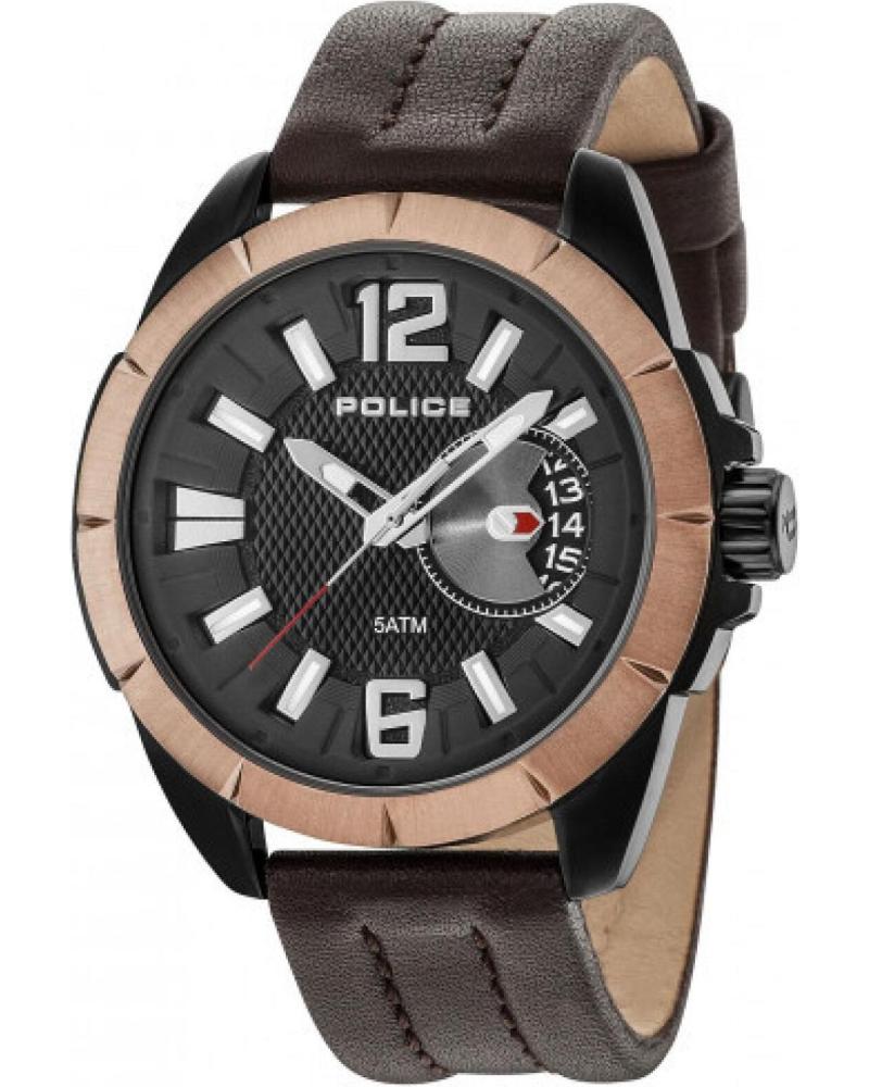 OROLOGIO POLICE R1451289001 CON CINTURINO IN PELLE MARRONE E LUNETTA TONALITÀ ORO ROSA MARRON