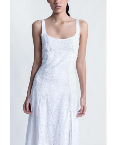 VESTIDO MIDI PERFORADO BLANCO PUNTOSALAO BLANCO