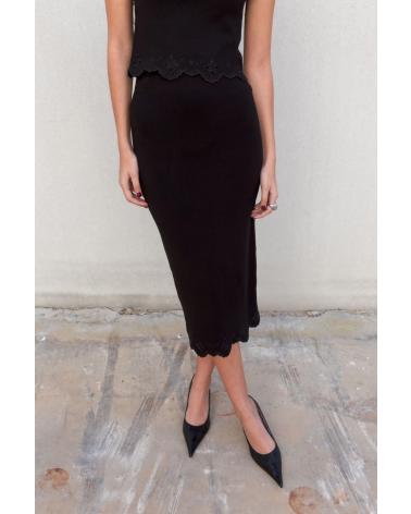 PUNTOSALAO GONNA MIDI IN MAGLIA NERA NEGRO