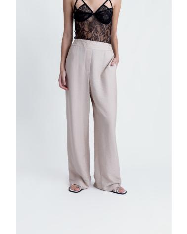 PUNTOSALAO - CALÇA FLUIDA DE CINTURA ALTA FEMININA MARROM MARRóN