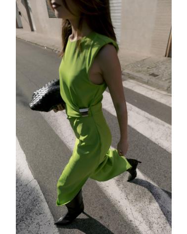 PUNTOSALAO VESTIDO MIDI DRAPEADO VERDE VERDE