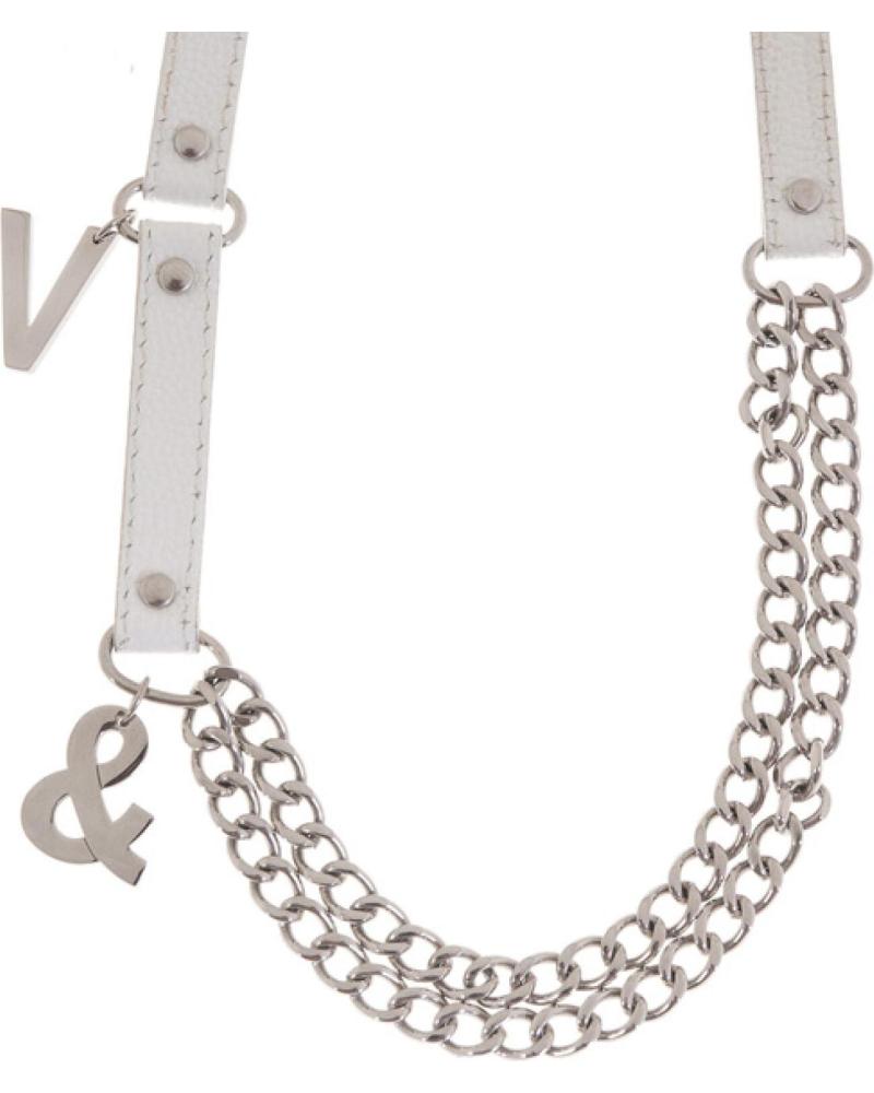 COLLAR VICTORIO & LUCCHINO VJ0108CO DE CADENA PLATEADA CON DETALLES EN BLANCO