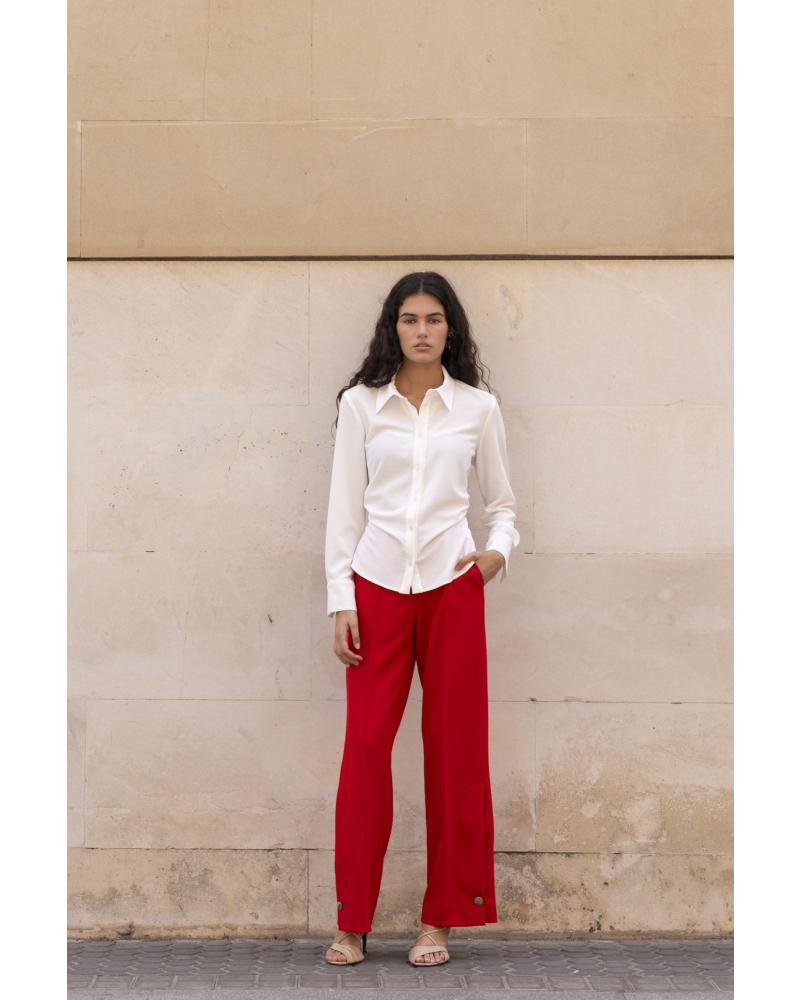 PUNTOSALAO CAMICIA BIANCA ELEGANTE CON TEXTURE E PIEGHE BLANCO