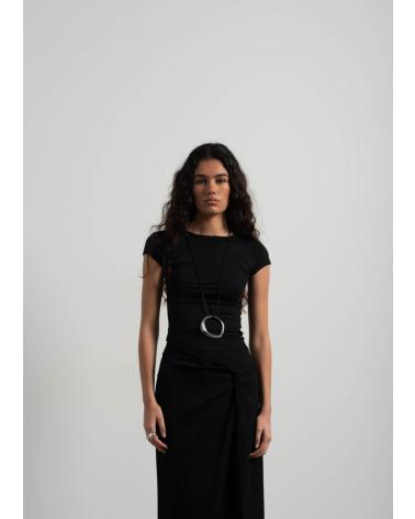 PUNTOSALAO JUPE MIDI NOIRE STYLE PARÉO DRAPPÉE AVEC FENTE NEGRO