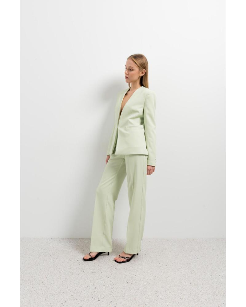 PANTALONE DRITTO PUNTOSALAO VERDE CON TASCHE ANTERIORI E GAMBA ACCORCIATA VERDE