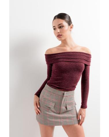 PUNTOSALAO GONNA-PANTALONE MARRONE STAMPA PIED DE POULE MARRóN