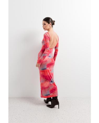 PUNTOSALAO VESTIDO LONGO ESTAMPADO MANGA COMPRIDA ROSA ROSA