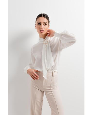 PUNTOSALAO PANTALON TIRO ALTO PARA MUJER TRABILLAS EN CINTURAS BEIGE