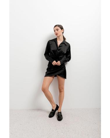 PUNTOSALAO VESTIDO CAMISERO PARA MUJER COLOR VERDE BOTELLA NEGRO