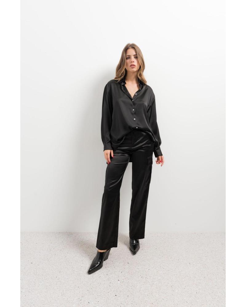 PUNTOSALAO PANTALON CARGO SATINADO MUJER COLOR NEGRO