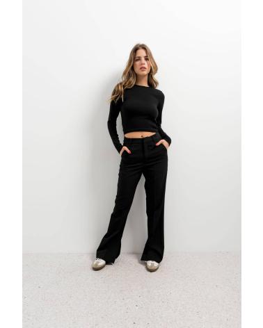 PUNTOSALAO JERSEY BASICO DE PUNTO CON CUELLO REDONDO PARA MUJER NEGRO