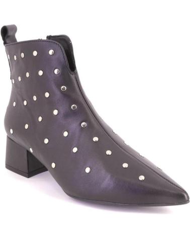 DESIREÉ RABAT5 BLACK LEATHER ANKLE BOOTS WITH STUDS NEGRO
