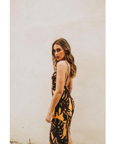 PUNTOSALAO VESTIDO MIDI ESTAMPADO CON TIRANTES - NARANJA NARANJA