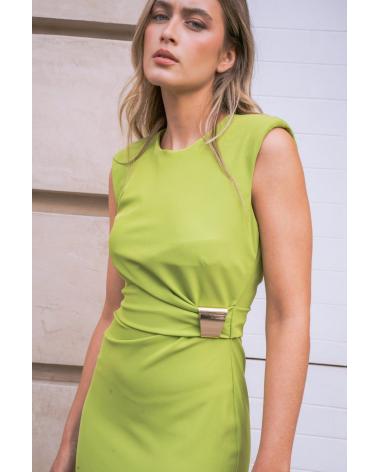 PUNTOSALAO VESTIDO MIDI DRAPEADO VERDE VERDE